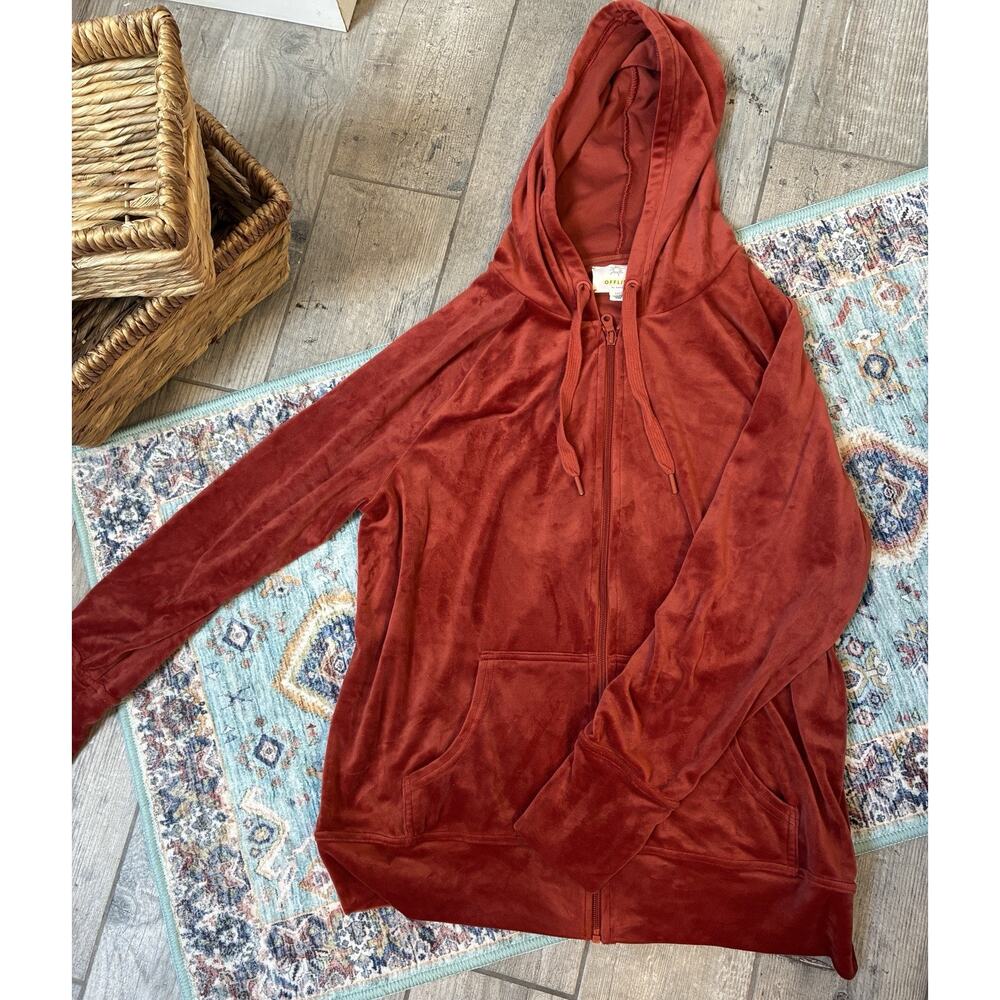 OFFLINE By Aerie After Party Velour Oversized Zip Hoodie with Thumbholes Small